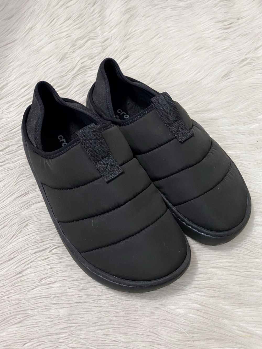 Crocs Classic Puff Moc Slippers Black Slip On Shoes Winter Mens 9 Women’s 11